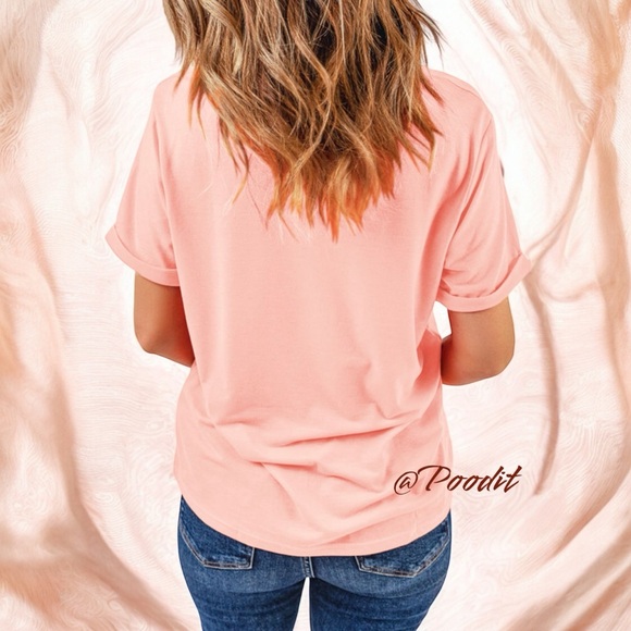 Peachy pink sequin bunny tee S M L XL 2XL - Picture 2 of 5
